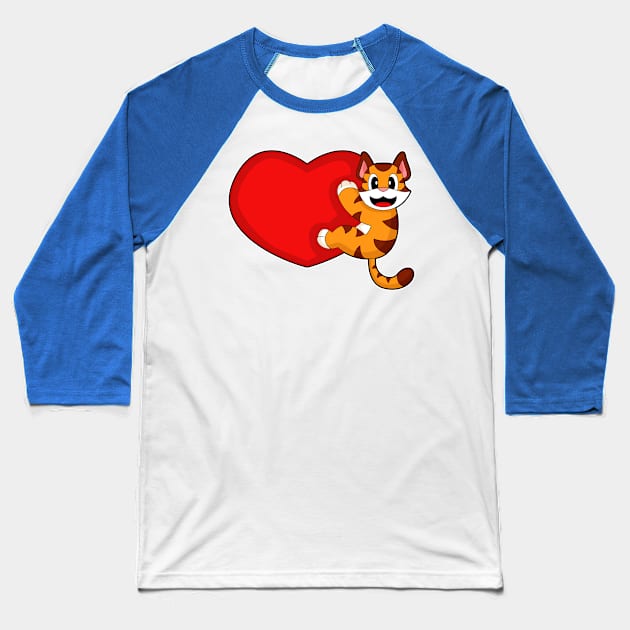 Tiger Heart Baseball T-Shirt by Markus Schnabel